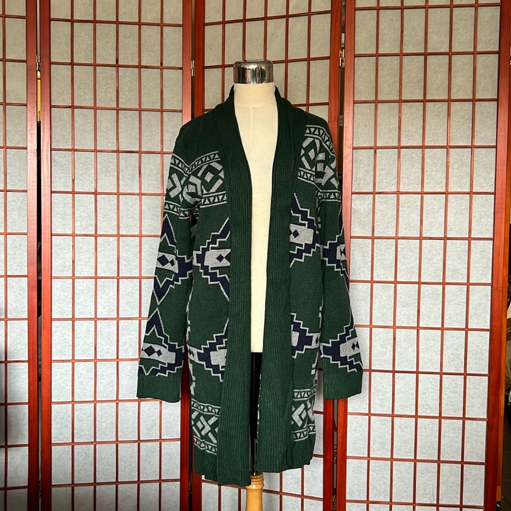 Honey punch green pattern cardigan size large